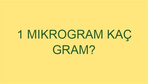 1 mg kaç mikrogram